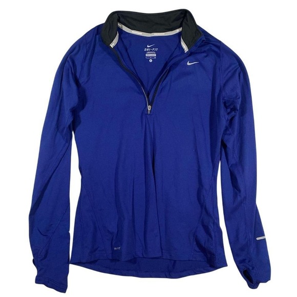 Nike Dri Fit Running Top Womens Small Half Zip Long Sleeve Blue Pullover - Picture 1 of 3